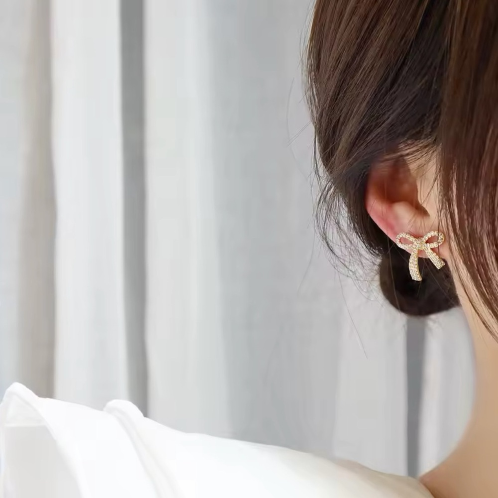 14KT Gold Bow Earrings - Picture 3 of 3